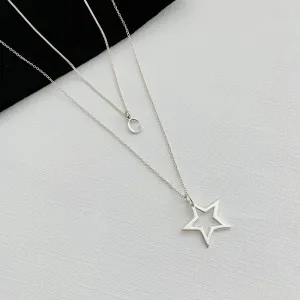 "The Claire" Silver Initial & Star Necklace Set