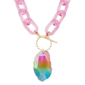 Rainbow agate pendant necklace
