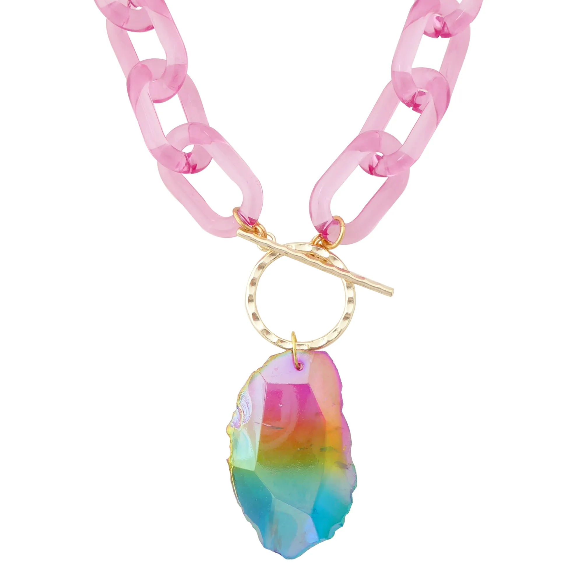 Rainbow agate pendant necklace