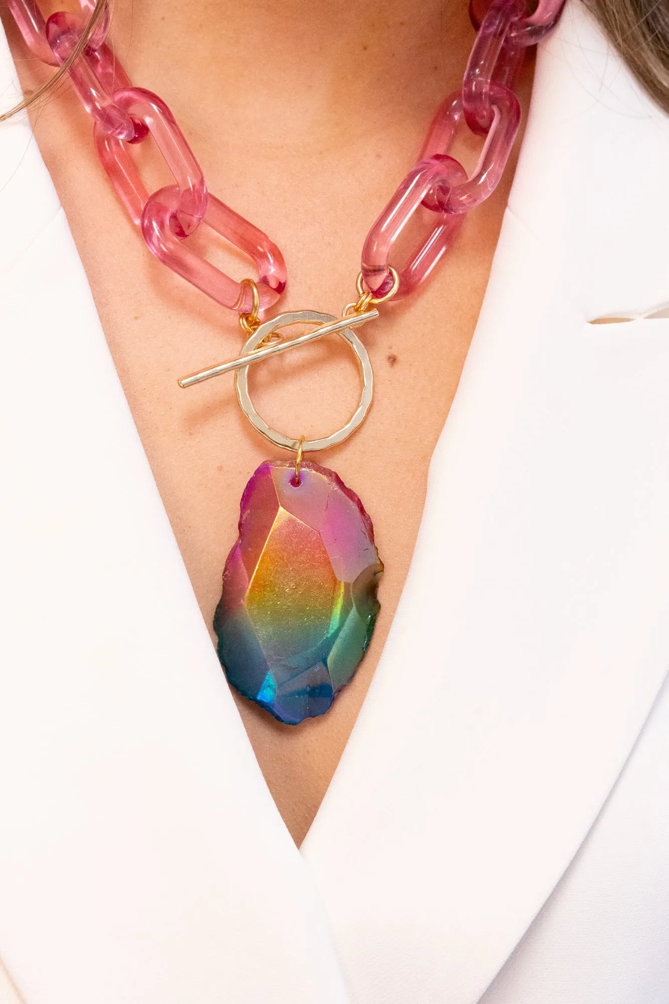 Rainbow agate pendant necklace