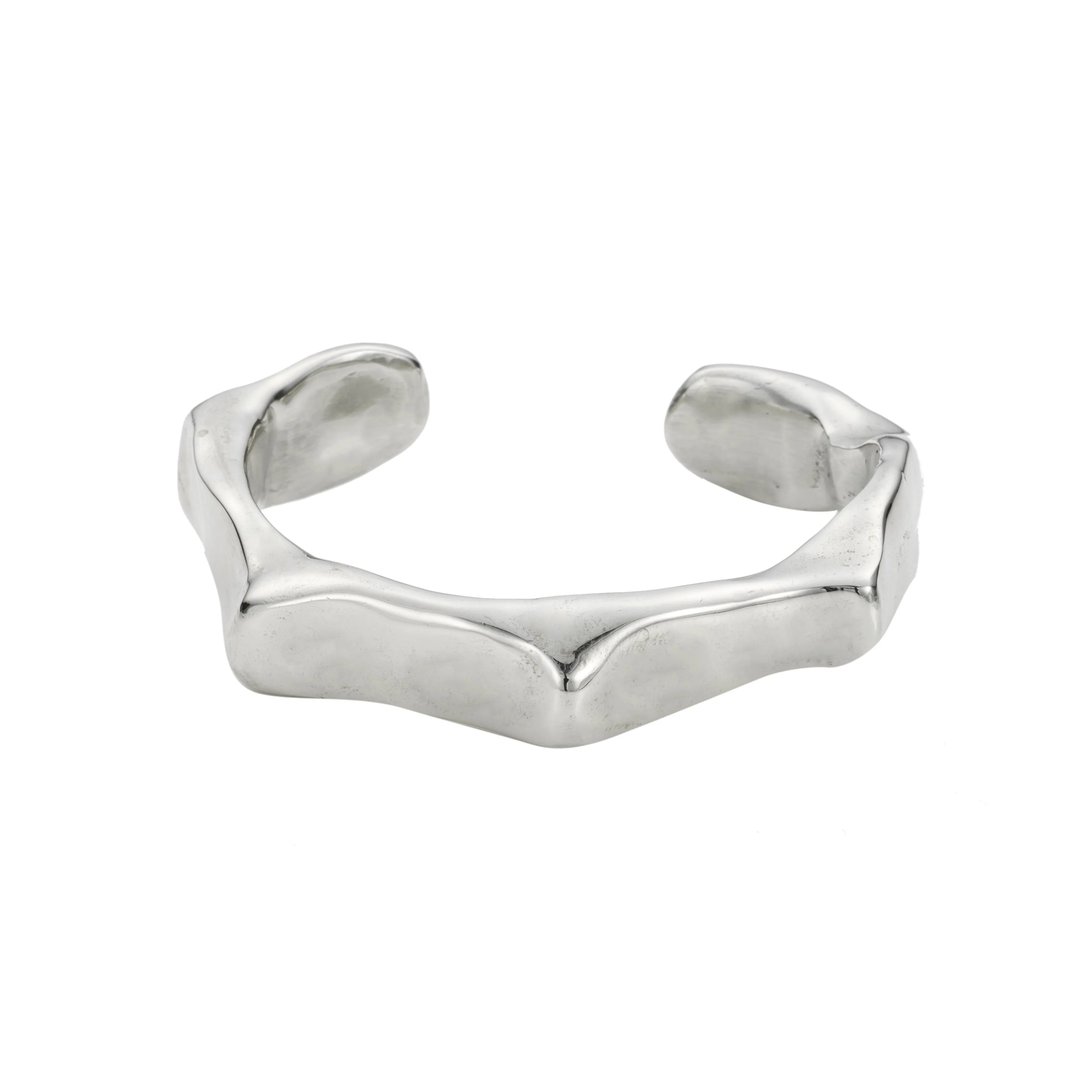Raw Chunky Spike Cuff - Sterling Silver