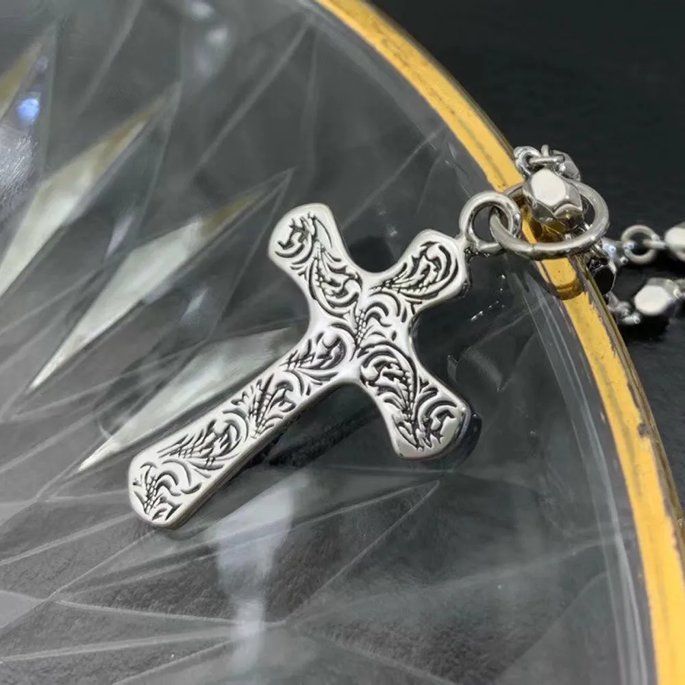 Real Solid 925 Sterling Silver Pendants Cross Epoxy Fashion Punk Jewelry