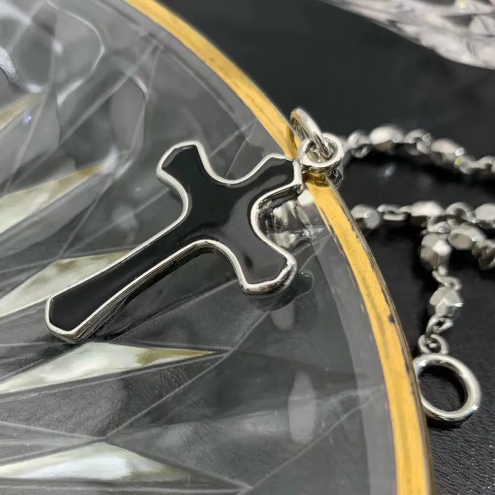 Real Solid 925 Sterling Silver Pendants Cross Epoxy Fashion Punk Jewelry