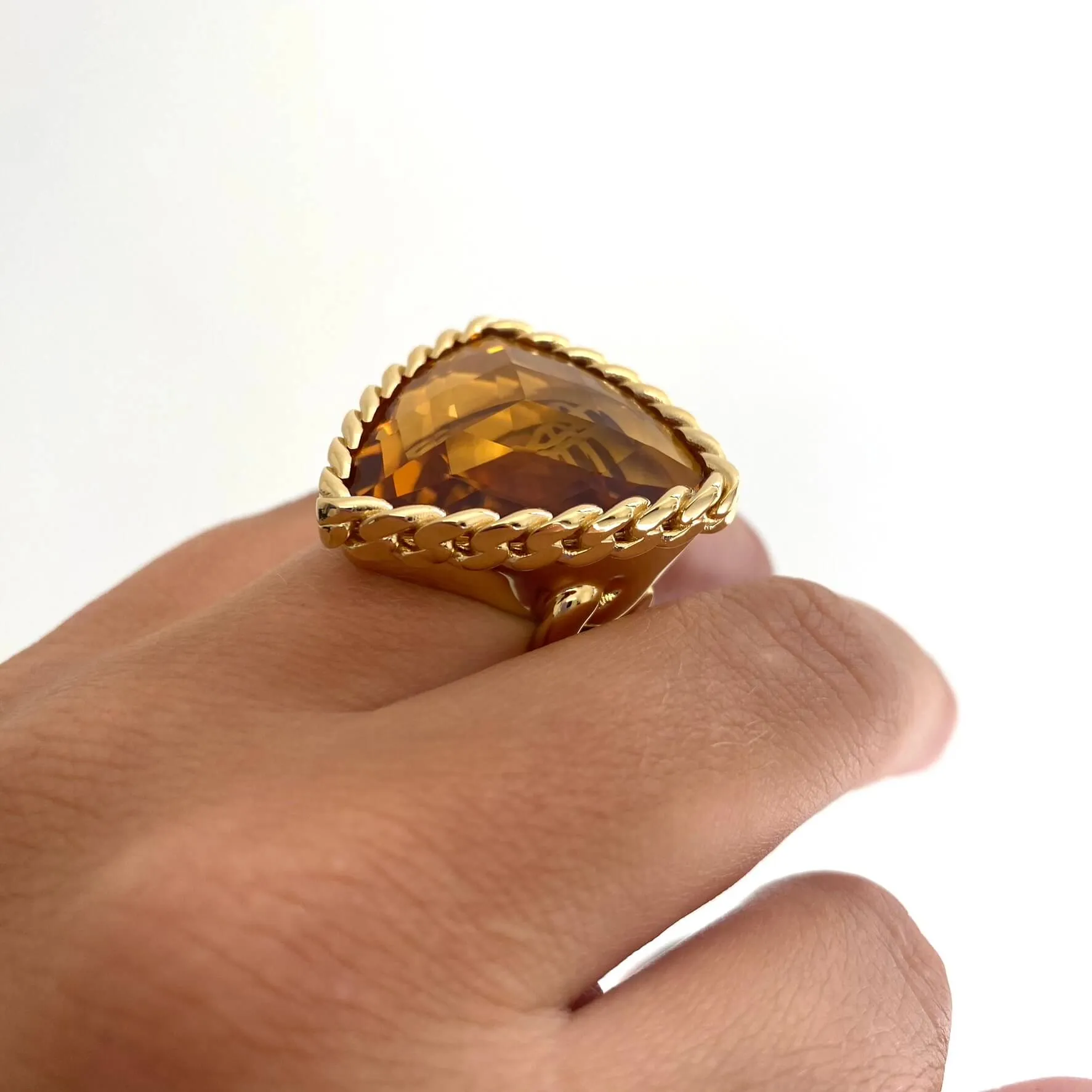 Rebecca Cocktail Gold Large Triangle Ring - Golden