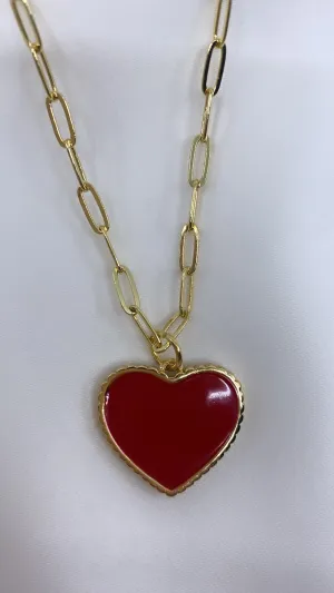 Red Enamel Heart Necklace