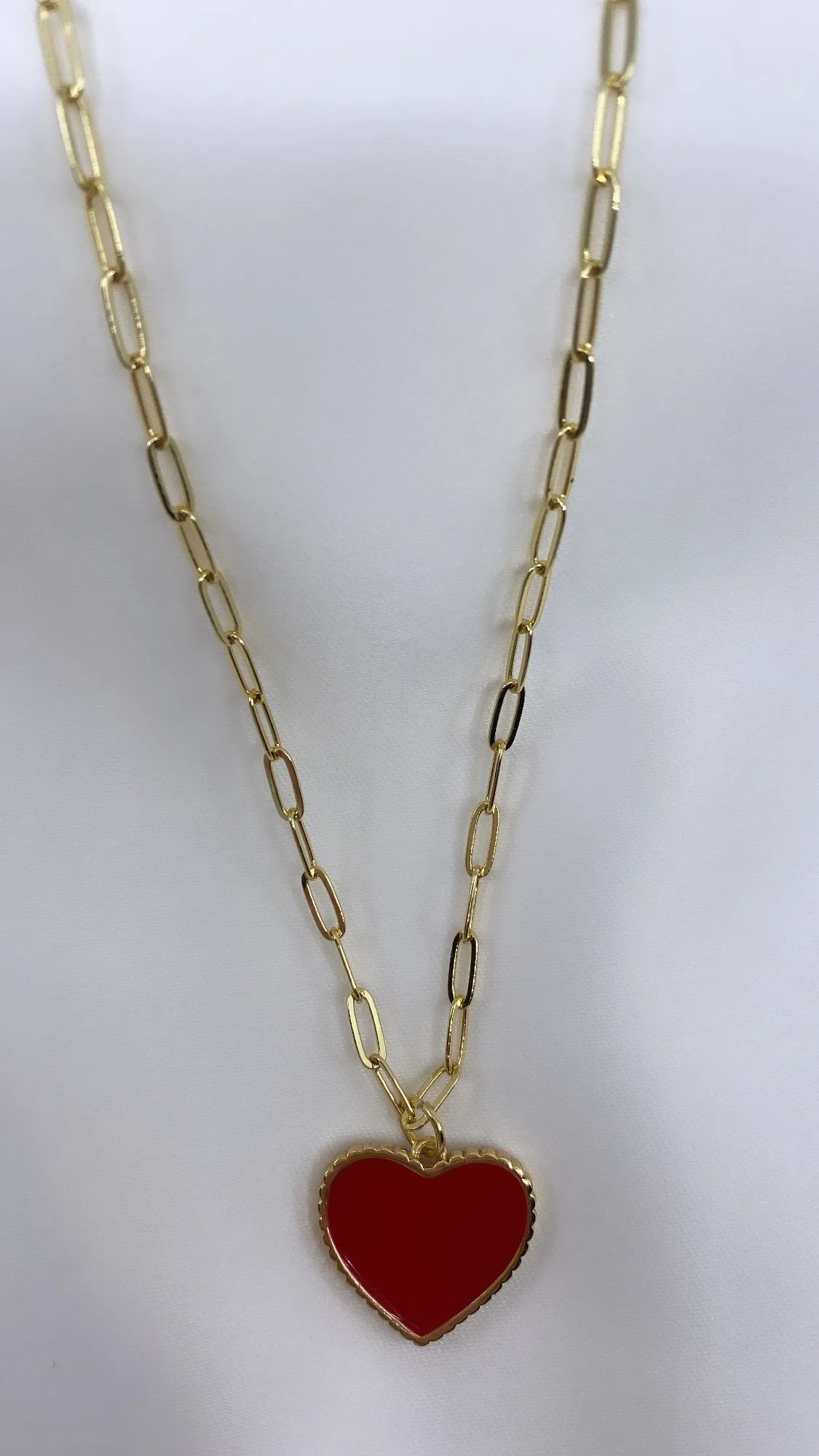 Red Enamel Heart Necklace