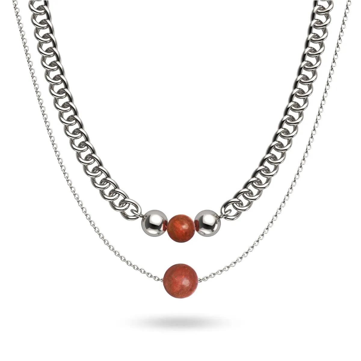 Red Jasper x Silver | Gemstone Chain Necklace