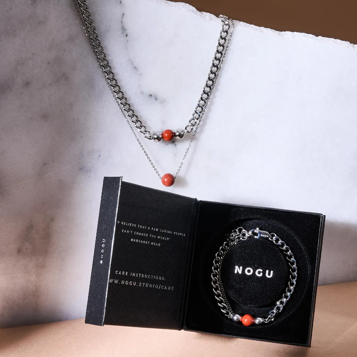 Red Jasper x Silver | Gemstone Chain Necklace