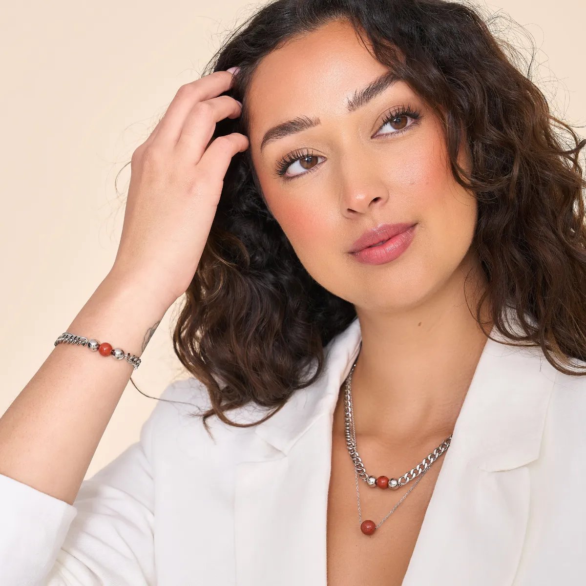 Red Jasper x Silver | Gemstone Chain Necklace