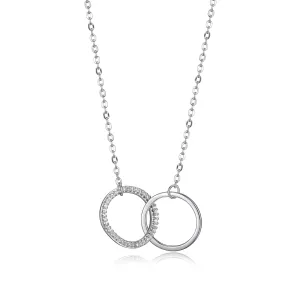 Reign Sterling Silver Rhodium Plated CZ Interlocking Circle Necklace
