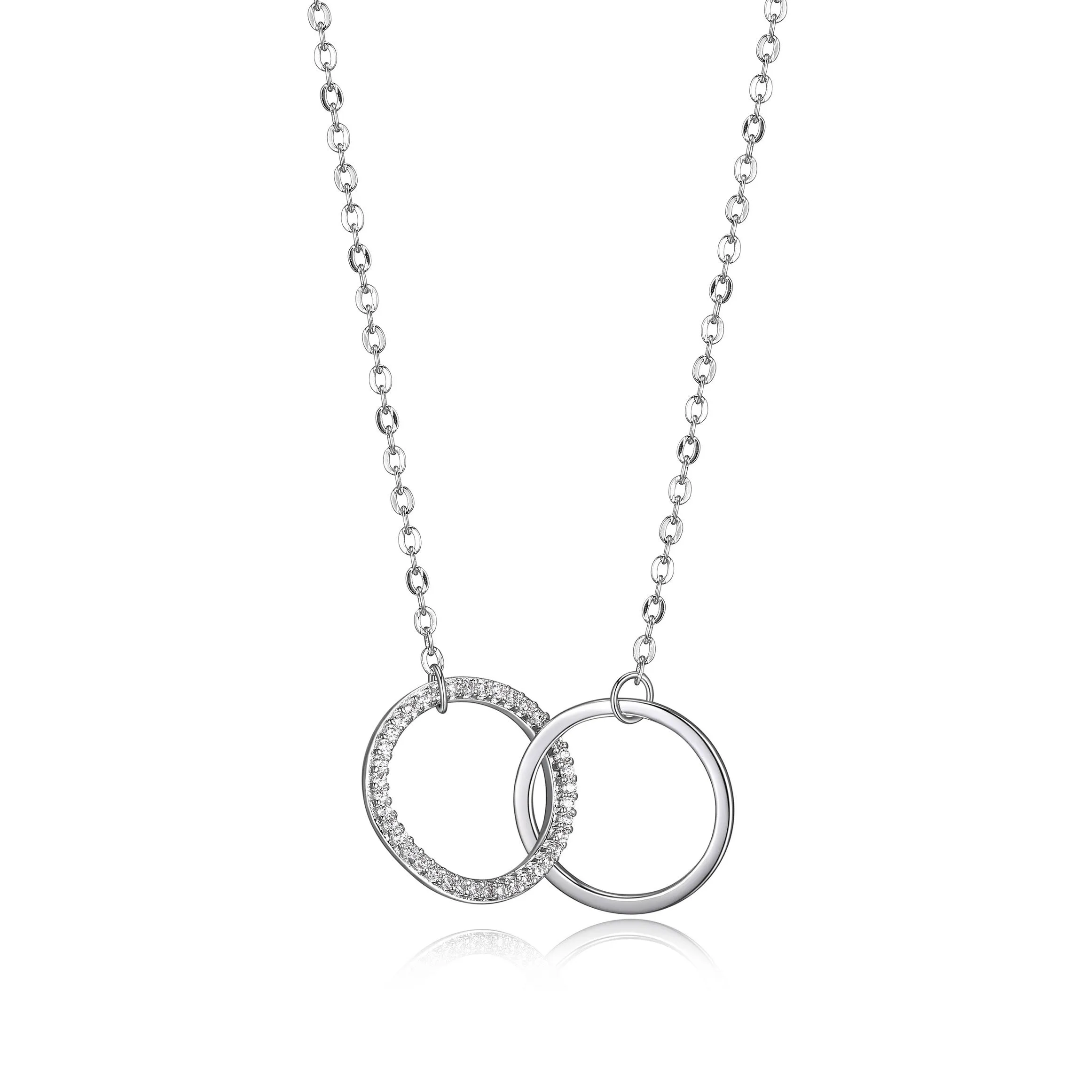 Reign Sterling Silver Rhodium Plated CZ Interlocking Circle Necklace