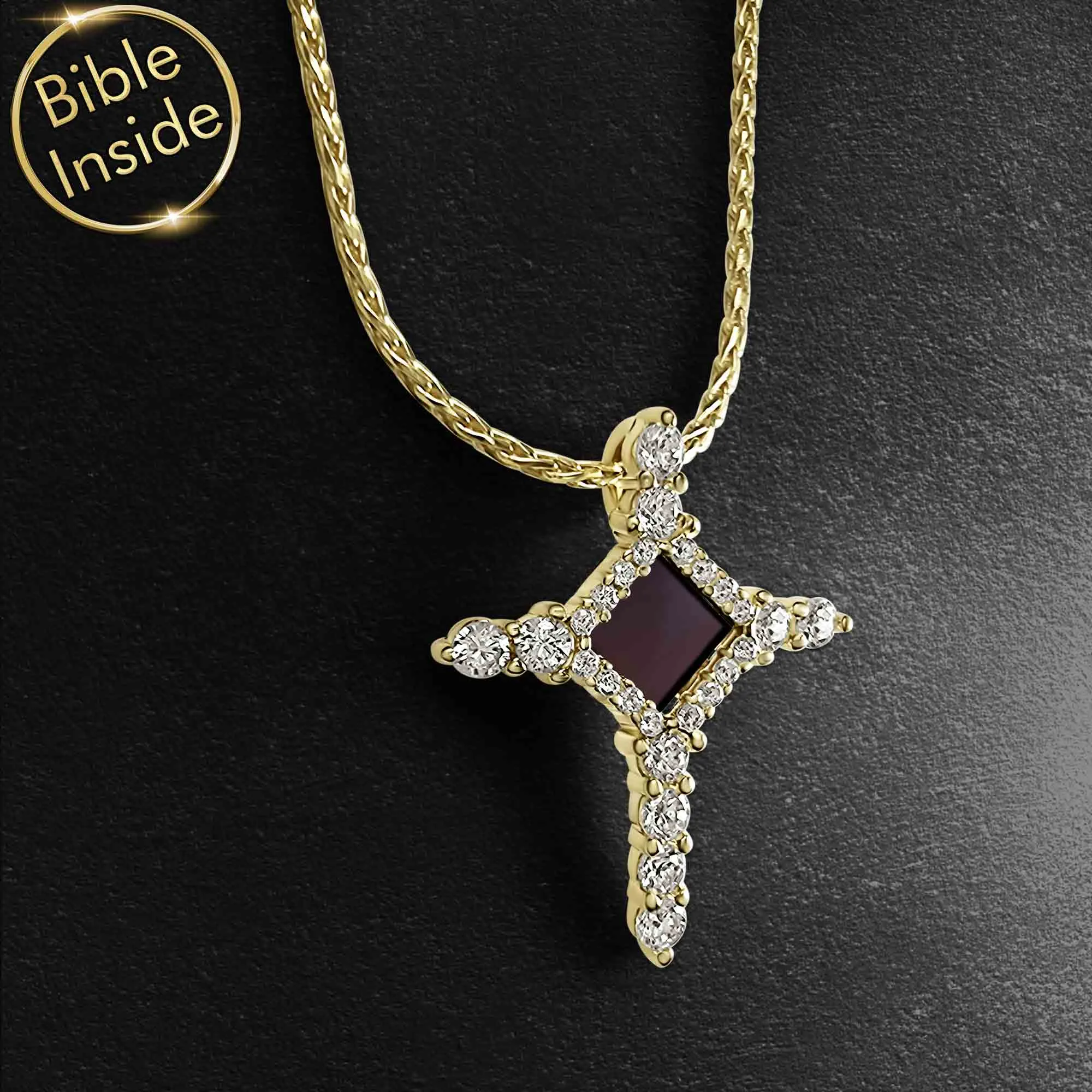Religious Cross Necklace With Holy Bible - Mini Glimmer Cross Necklace