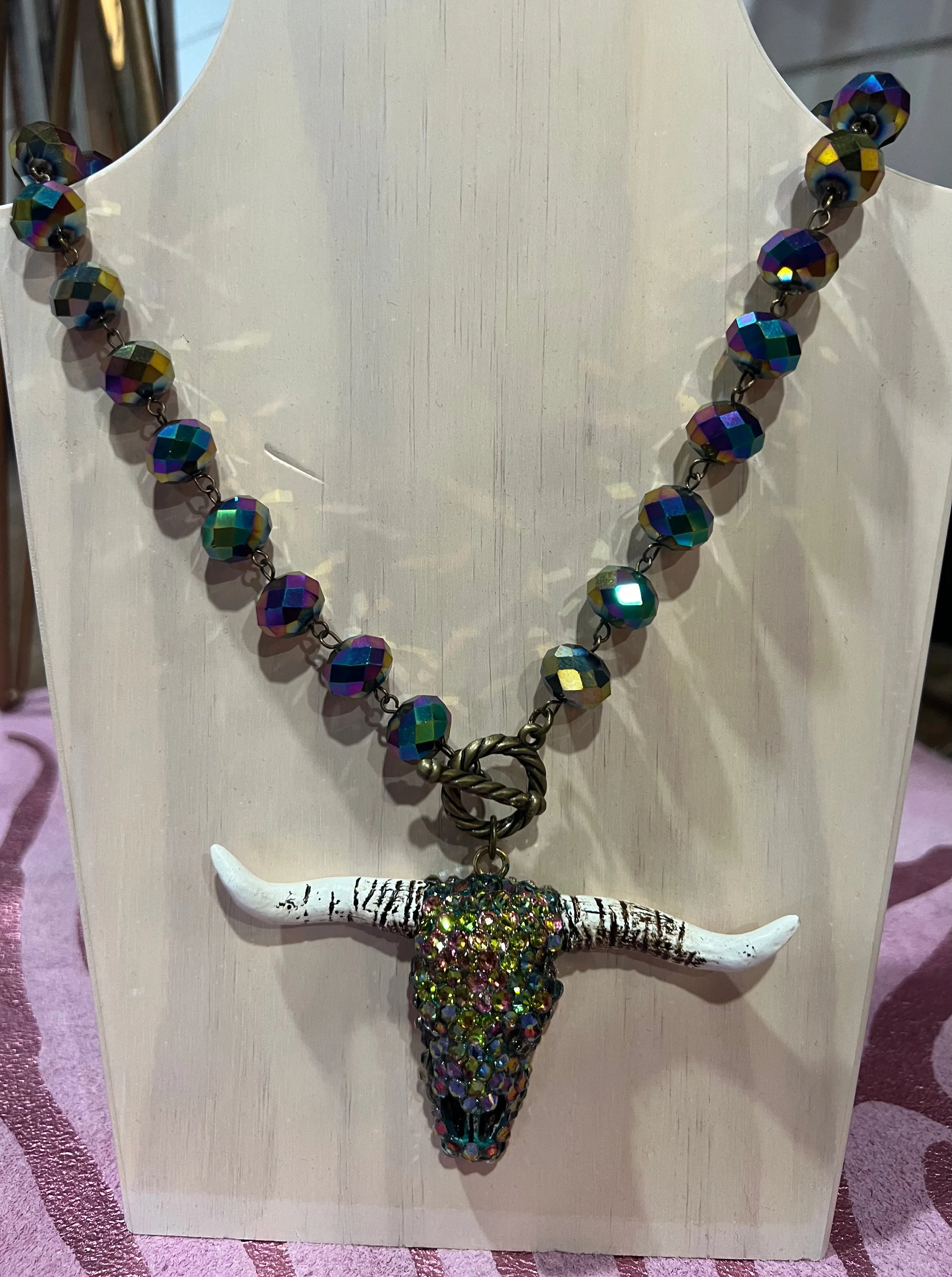 Rhinestone Longhorn Necklace