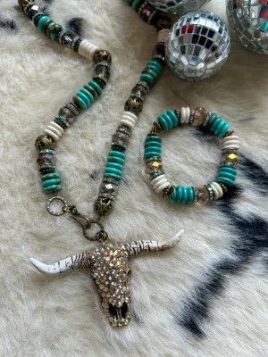 Rhinestone Longhorn Necklace