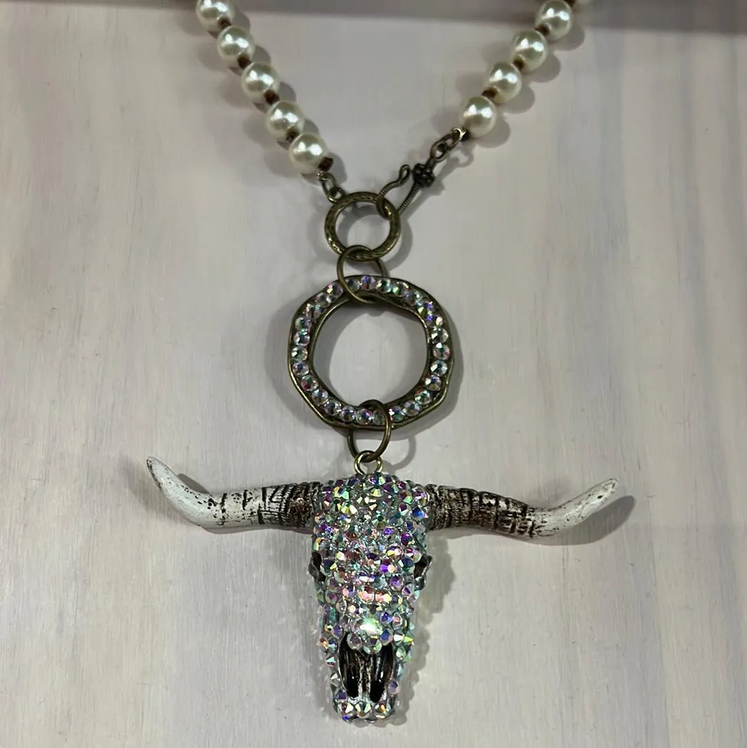 Rhinestone Longhorn Necklace