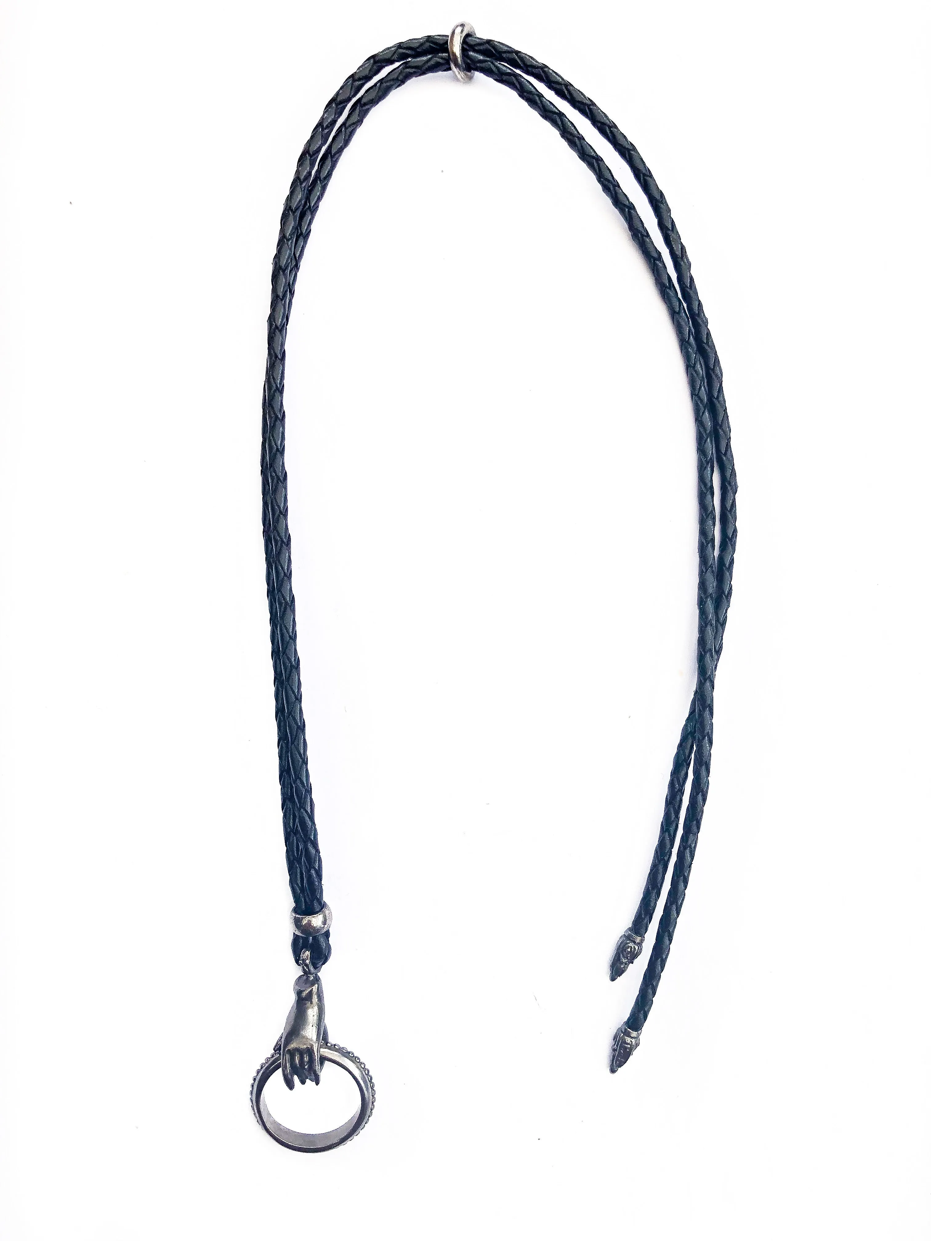 Rhodium Compassion Hand EyeRing Necklace