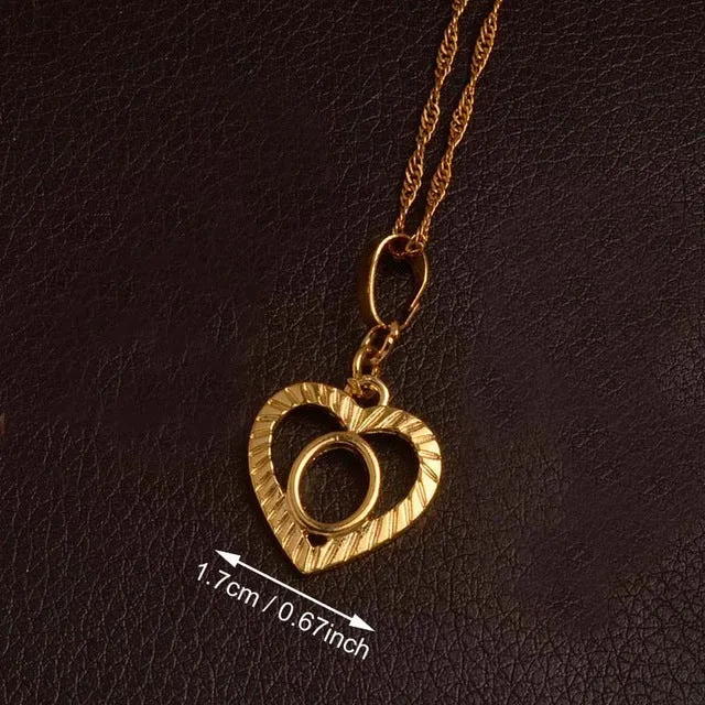 Ridge-Cut Heart Initial Pendant Necklace