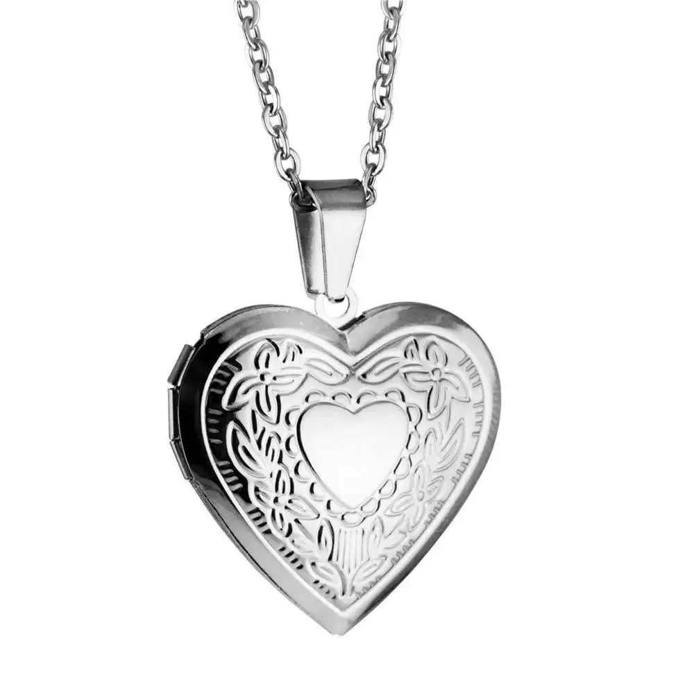 Romantic Women Gold Heart Locket Pendants Necklaces Photo Frame Valentine Lovers Excellent Gift Jewelry