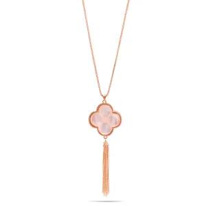 ROSE GOLD MOP PENDANT TASSEL NECKLACE #SWKK-11772RRG-WHT (LB17)
