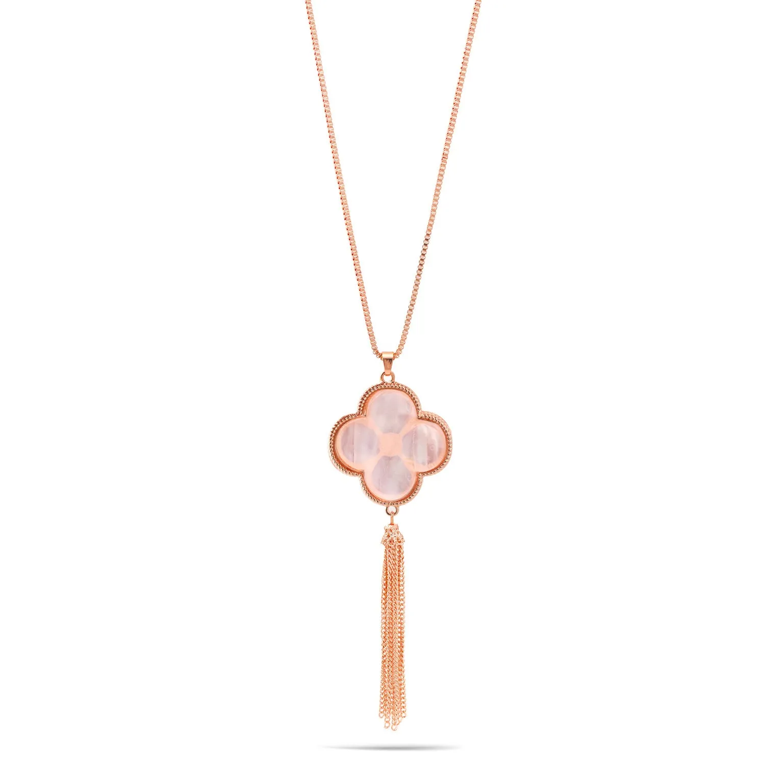 ROSE GOLD MOP PENDANT TASSEL NECKLACE #SWKK-11772RRG-WHT (LB17)