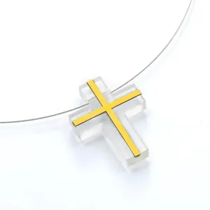 Sapphire crystal 18K Gold Cross Pendant