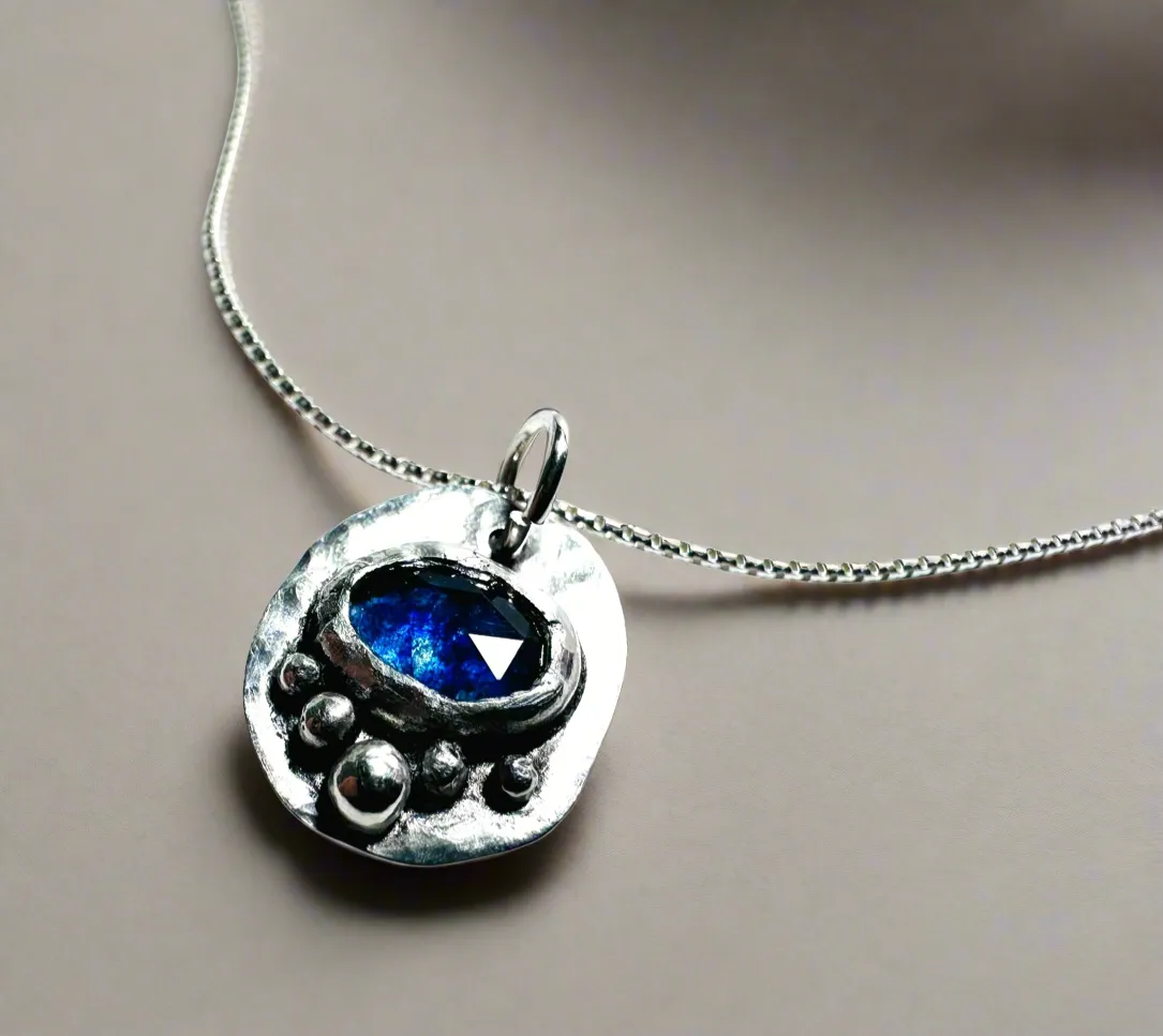 Sapphire Sterling Necklace, September Birthstone Necklace