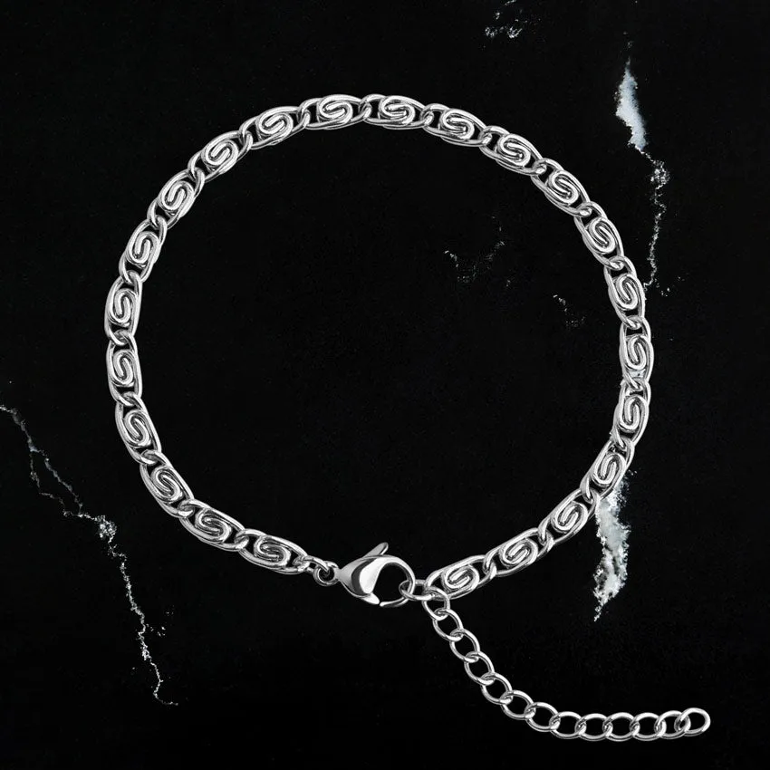 Scroll Chain Bracelet - Silver