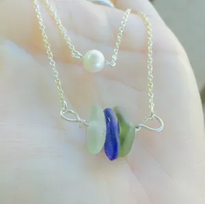 Sea Glass Necklace, Pearl Necklace, Hawaiian Jewelry, Natashaaloha
