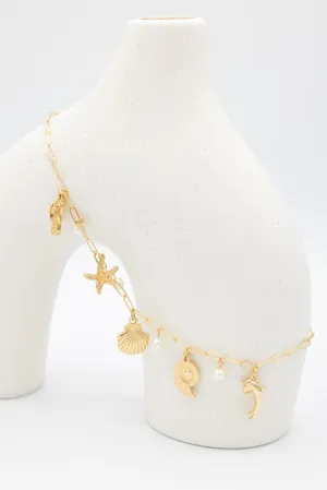 Sea Life Necklace in Gold | JNC407GDCRM