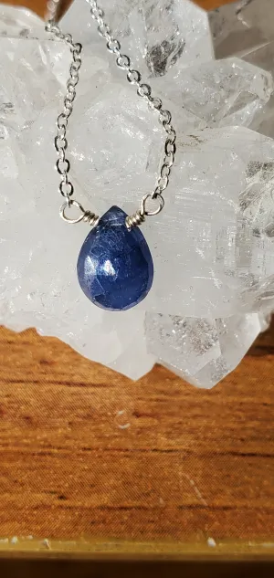 September Birthstone Sterling Silver Necklace (Sapphire)