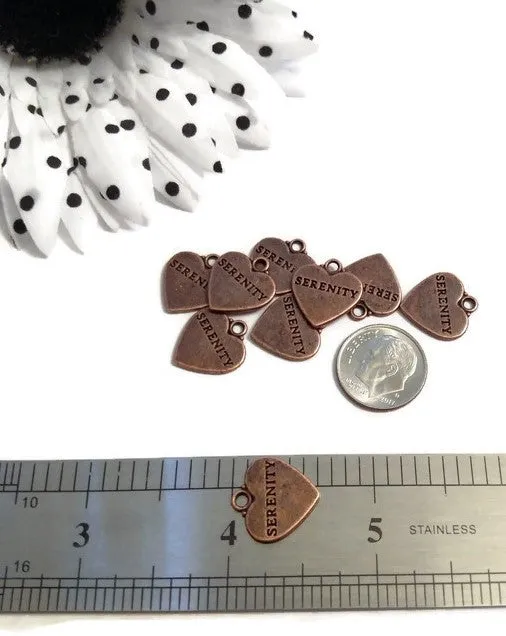 Serenity Heart Charms - Copper