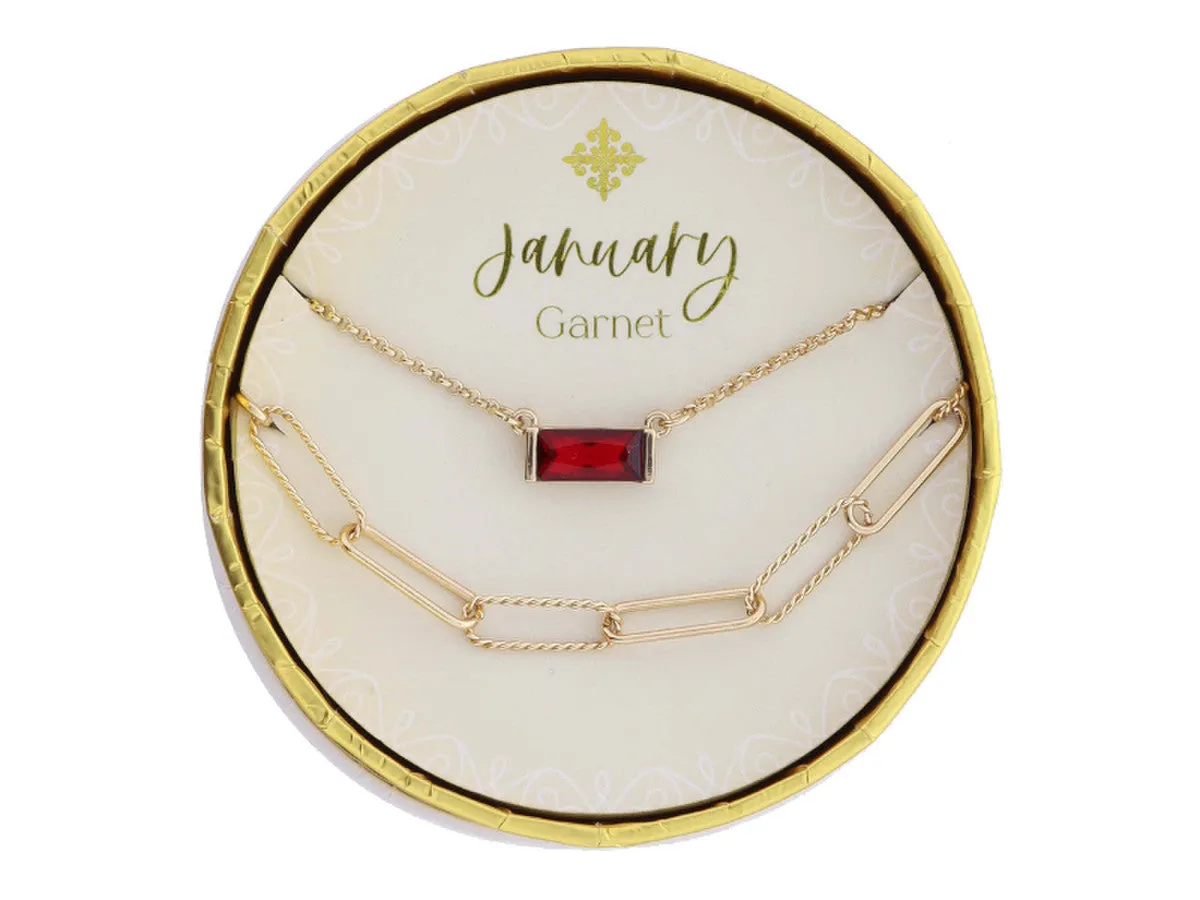 Set of 2 Necklaces Birthstone