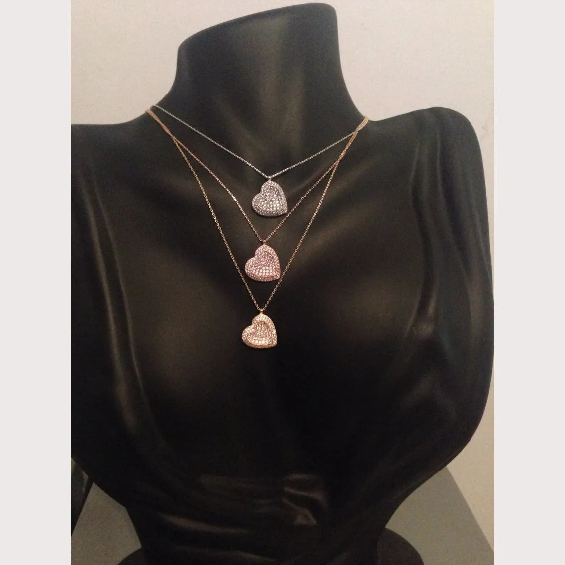 Sideway Pave Heart Necklace