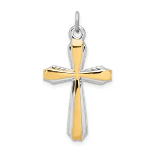 Silver 18k Gold Plated Polished Cross Pendant