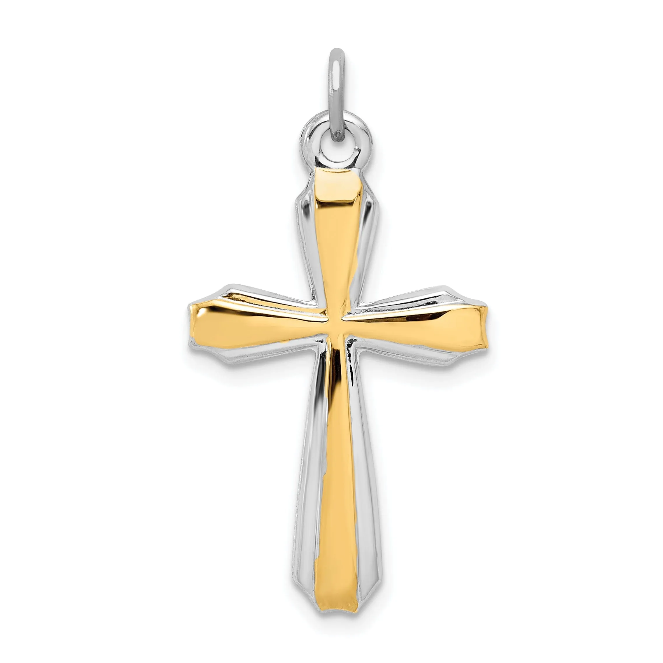 Silver 18k Gold Plated Polished Cross Pendant