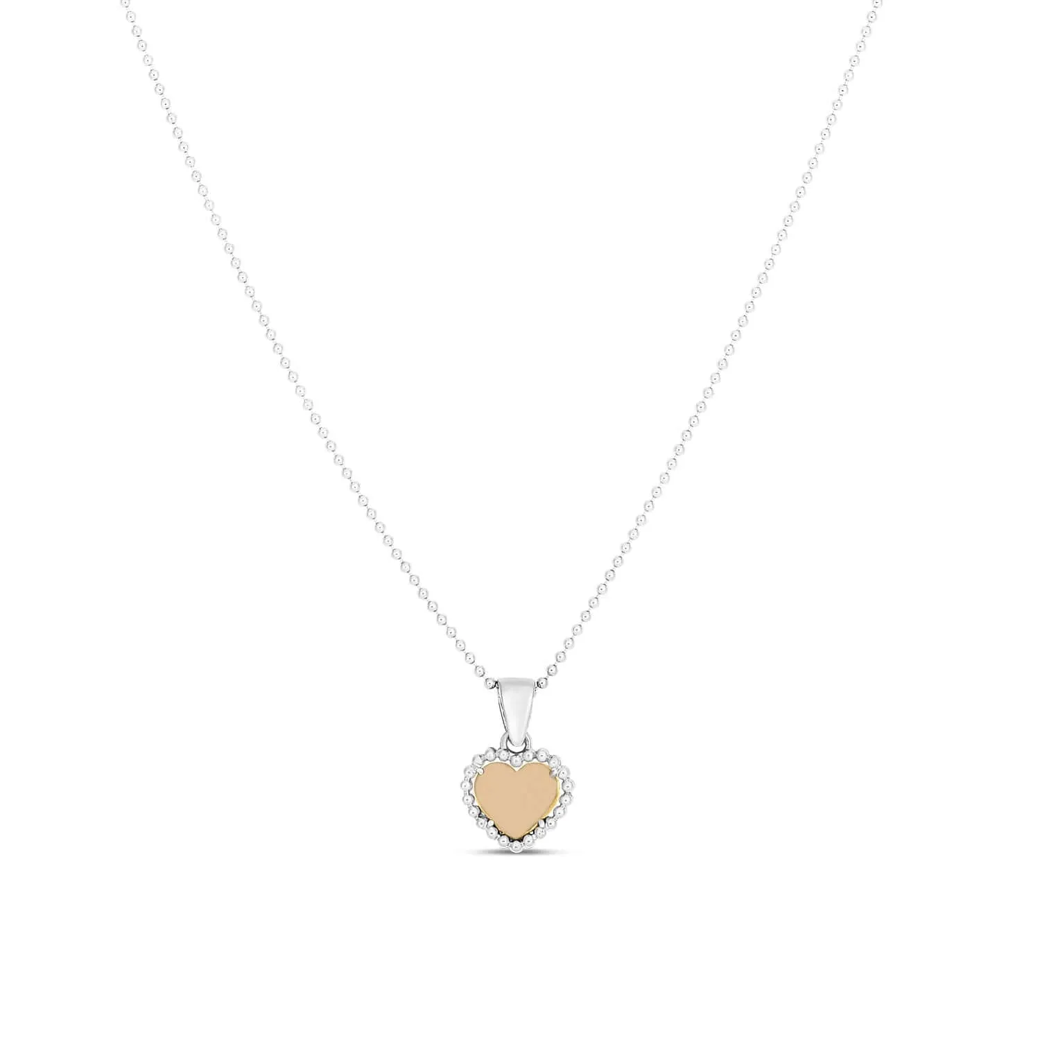 Silver & 18K Gold Beaded Heart Pendant