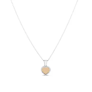 Silver & 18K Gold Beaded Heart Pendant