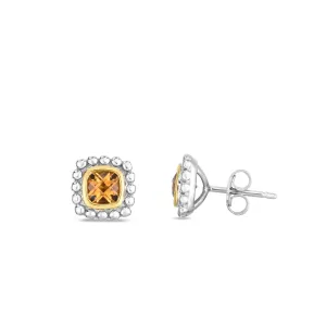 Silver & 18K Gold Prosecco Quadra Citrine Studs