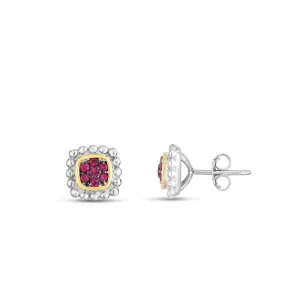 Silver & 18K Gold Prosecco Quadra Ruby Studs