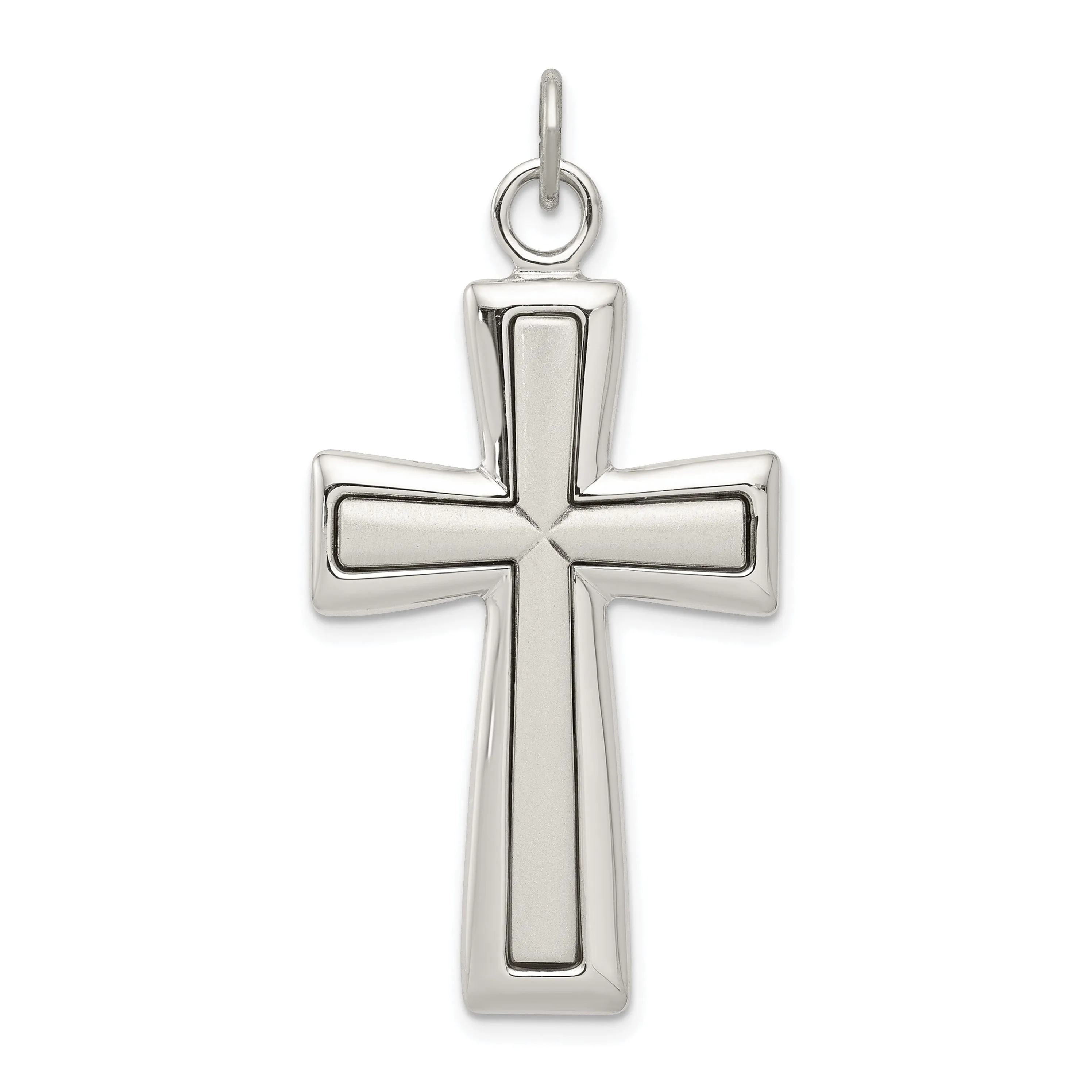 Silver Antique Satin Polish Latin Cross Pendant