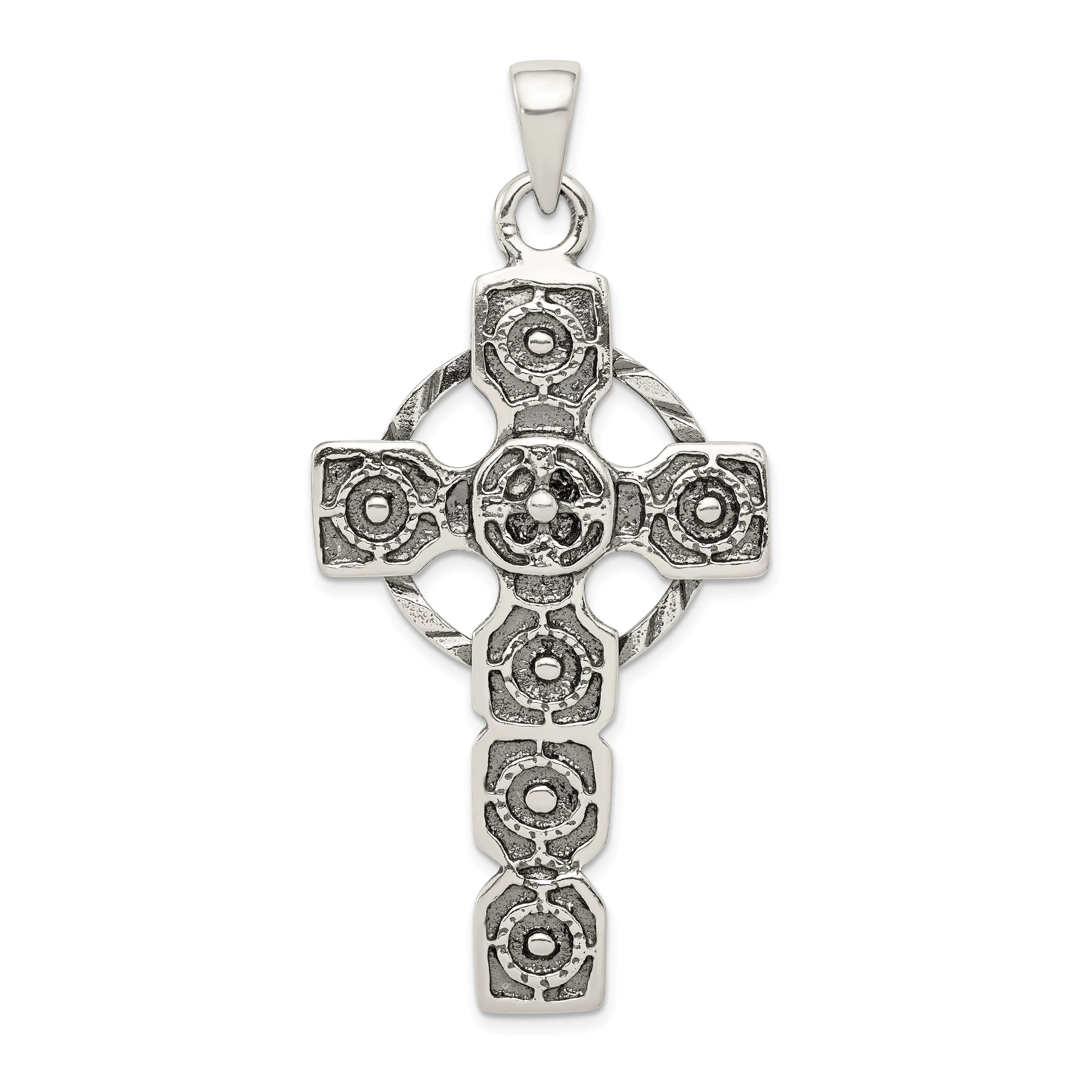 Silver Antiqued Finish Celtic Cross Pendant