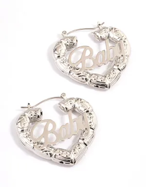 Silver Baby Statement Hoop Earrings