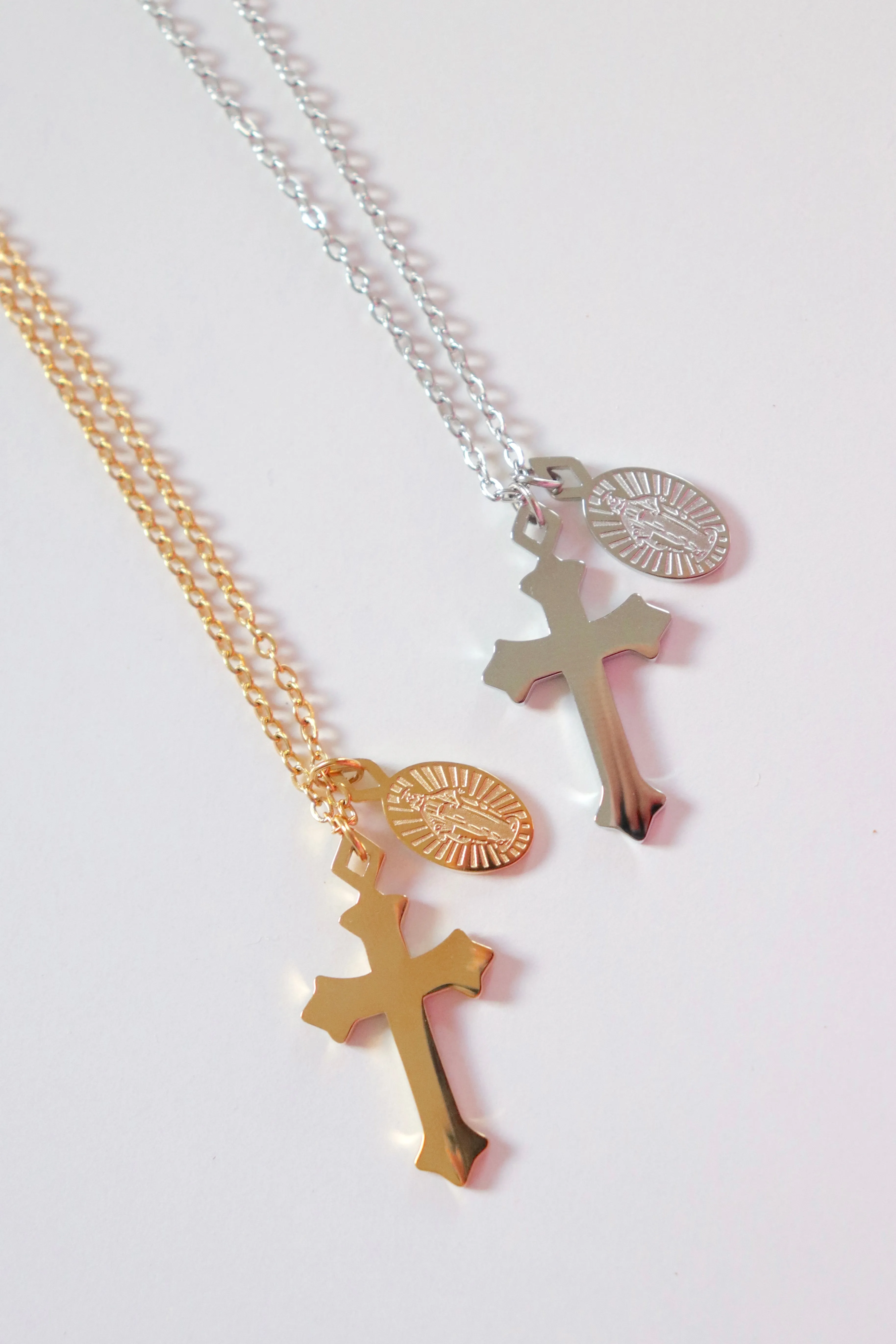 Silver Charm Cross Necklace