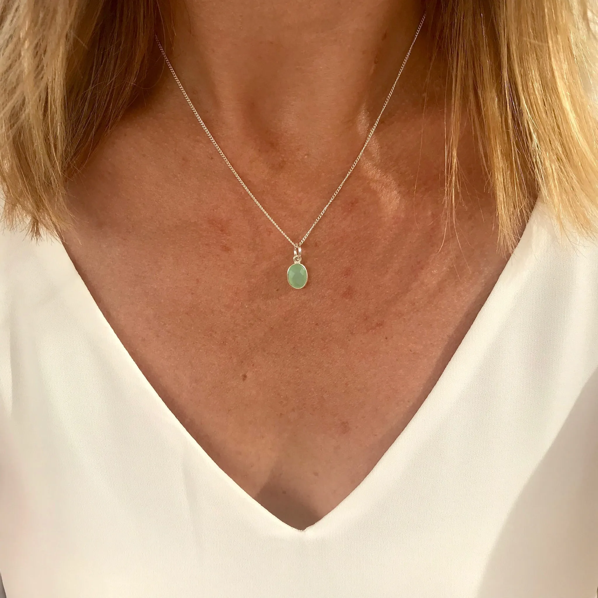Silver Chrysoprase Necklace