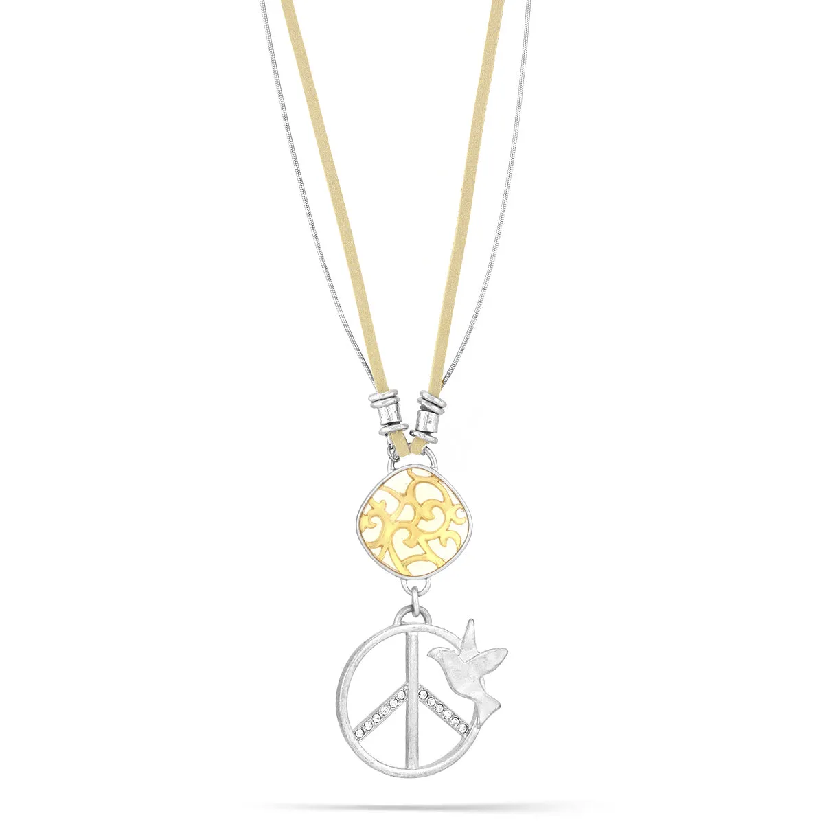 SILVER CRYSTAL PEACE PENDANT  NECKLACES #172SV1701 (4D1)