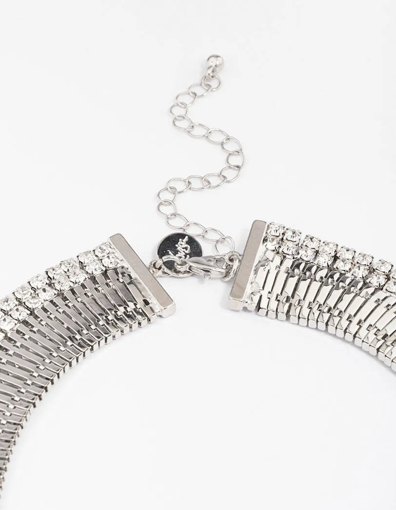 Silver Diamante Statement Necklace