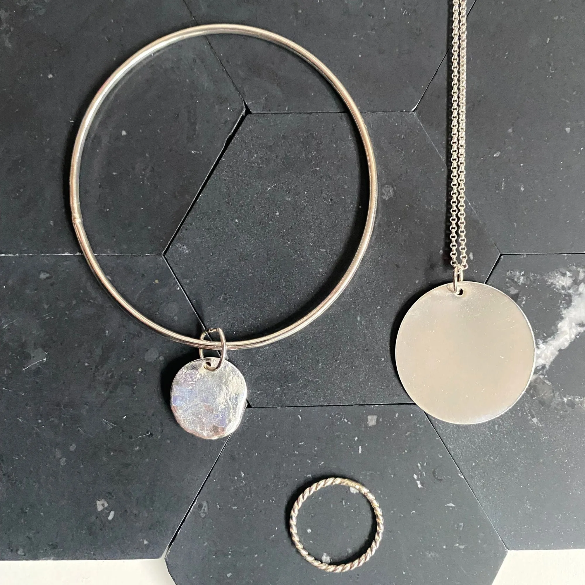 Silver Disc Necklace - Argentium Silver - Nickel Free