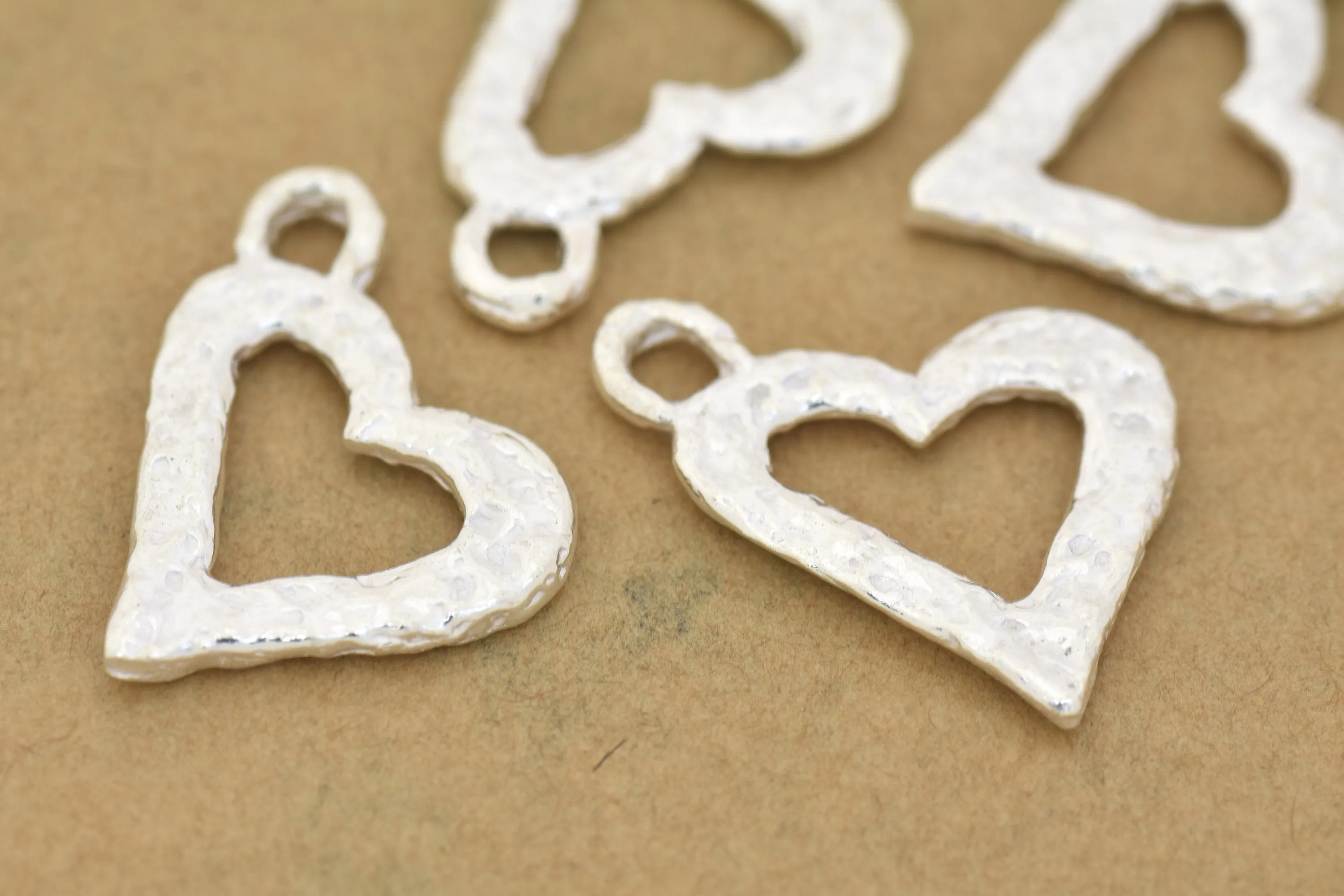 Silver Heart Charms Pendant - 24x20mm
