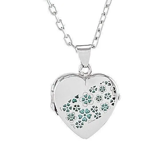Silver Heart Locket Urn - Flowers