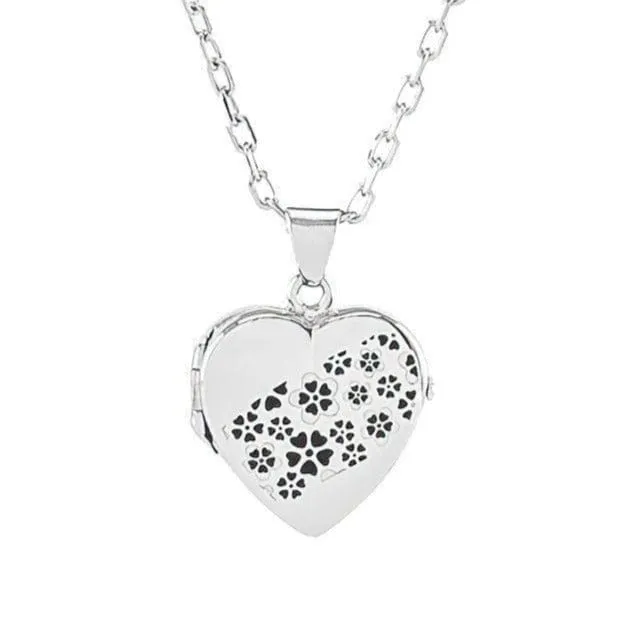 Silver Heart Locket Urn - Flowers